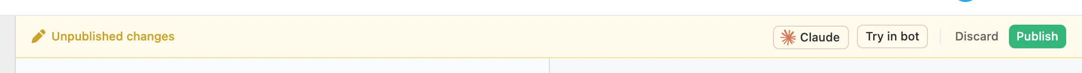 The bar with unpublished changes and the "Publish" button