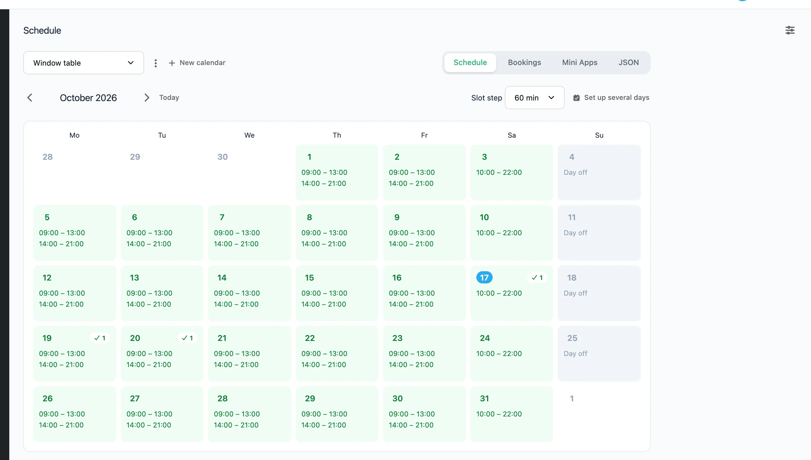 The Schedule panel