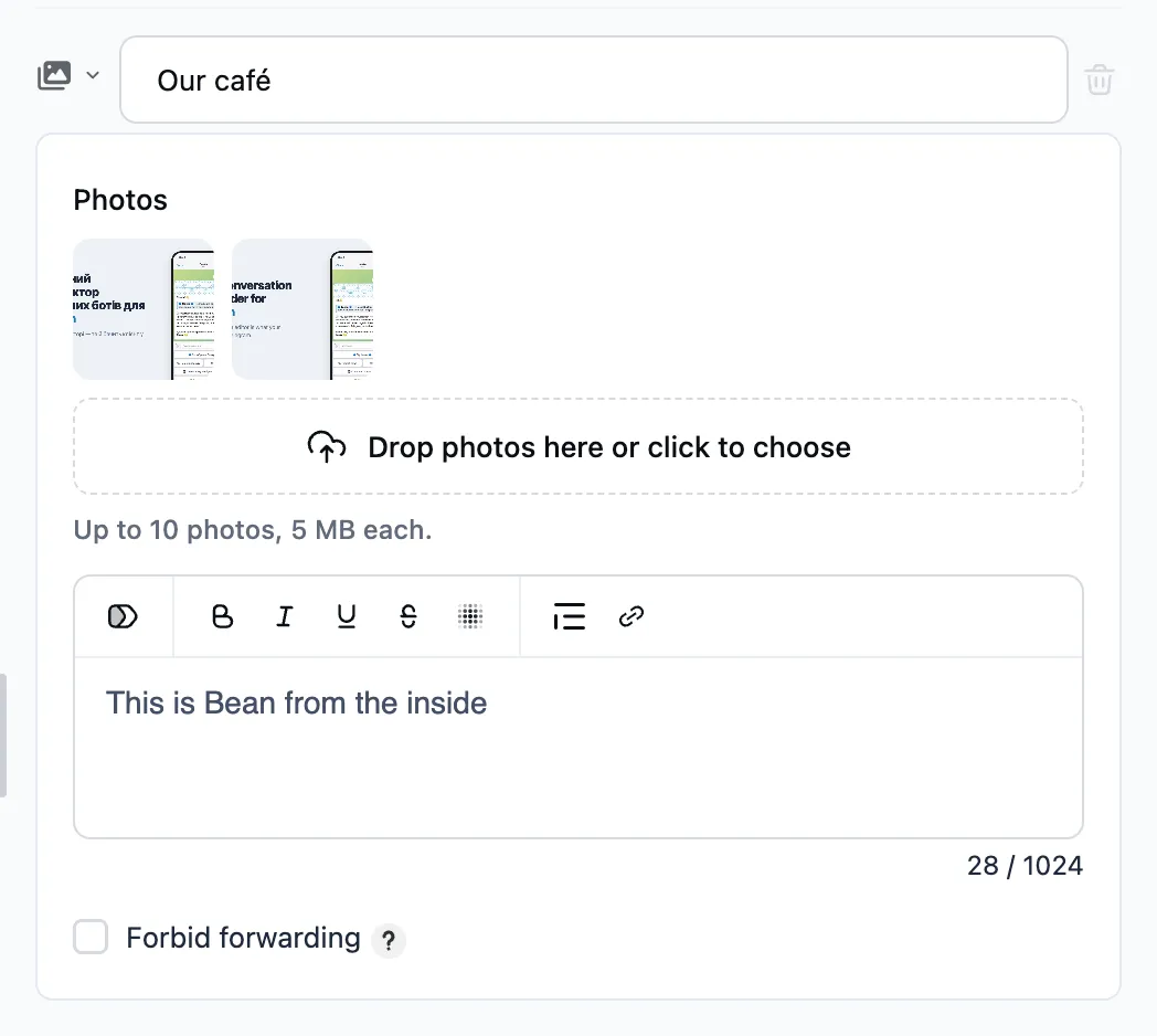 The "Album" step in the editor
